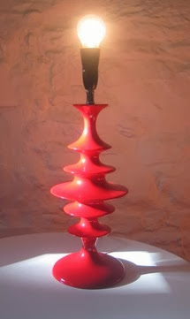 red plastic lamp base