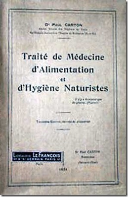 Carton, Traité de Médecine,d'Alimentation et d'Higiène Naturistes 1931