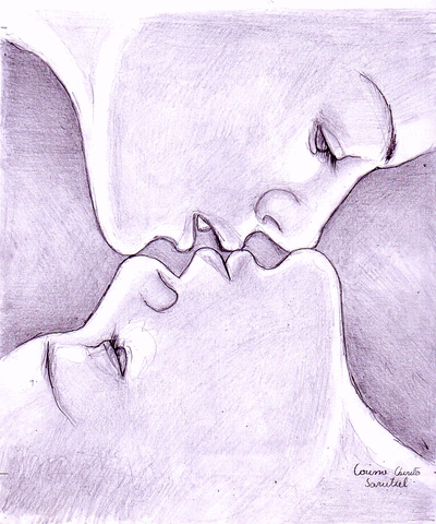 Sarutul desen animat in creion - The Kiss animated pencil drawing