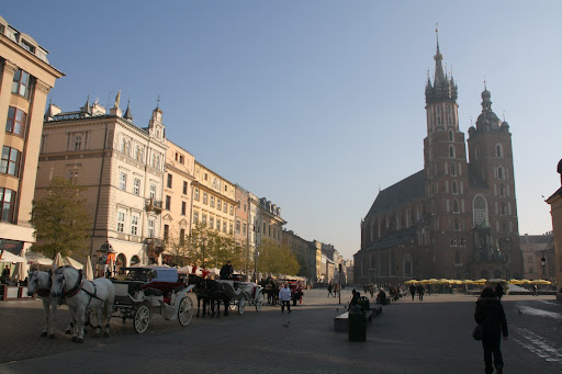 St. Mary's Church towers over Krakow's main square