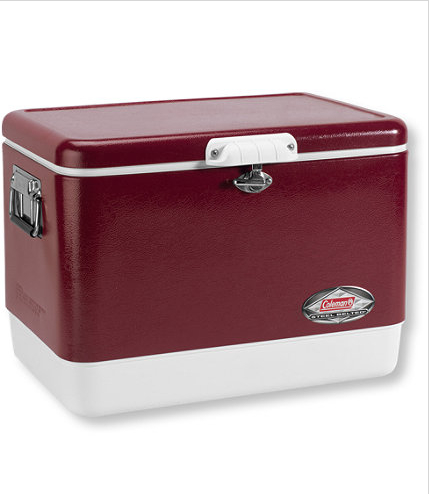 Keep food and drinks ice cold in this Coleman Steel-Belted Cooler.  It will keep ice frozen for up to three days in 100 degrees!