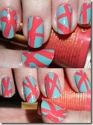 Tape Manicure - Revlon Tropical Temptation and China Glaze For Audrey