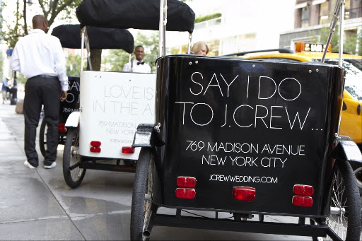 Rickshaws were stationed outside of the store with 