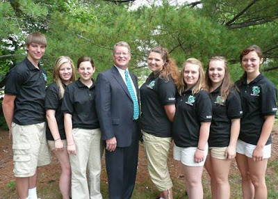 Council members from southeast Iowa, left to right: Paul Pisarik, Johnson County; Emily Dirks, Jones County; Anna Brooks, Muscatine County; Chuck Morris, director, Iowa State University Extension and Outreach 4-H Youth Development; Lauren Carter, Washington County; Katie Friederichs, Muscatine County; Katie Utterback, Marion County; and Beth Zuber, Iowa County. Photo Courtesy: ISU Extension Council members from southeast Iowa, left to right: Paul Pisarik, Johnson County; Emily Dirks, Jones County; Anna Brooks, Muscatine County; Chuck Morris, director, Iowa State University Extension and Outreach 4-H Youth Development; Lauren Carter, Washington County; Katie Friederichs, Muscatine County; Katie Utterback, Marion County; and Beth Zuber, Iowa County. Photo Courtesy: ISU Extension