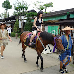 riding a horse at Edo Wonderland in Nikko, Japan 
