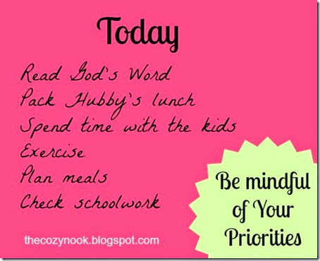 Be Mindful of Your Priorities - The Cozy Nook