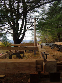 In order to scribe the braces, the posts and plate must be leveled and squared.