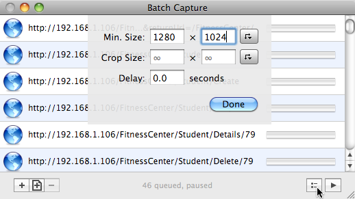 Paparazzi! screenshot process basic configurations