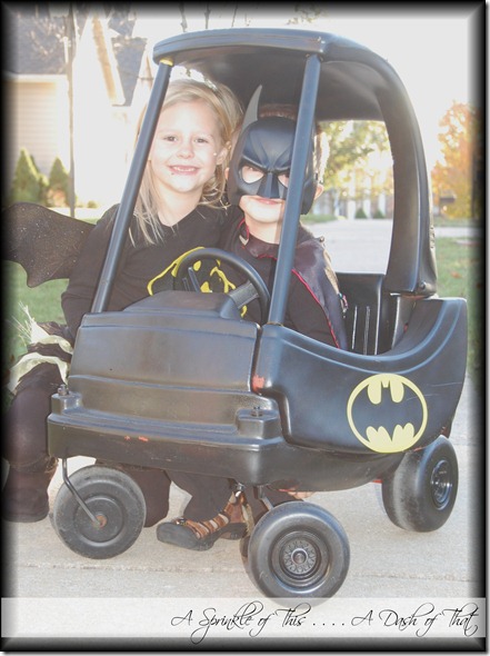 Batman Batgirl and the Batmobile! {A Sprinkle of This . . . . A Dash of That}