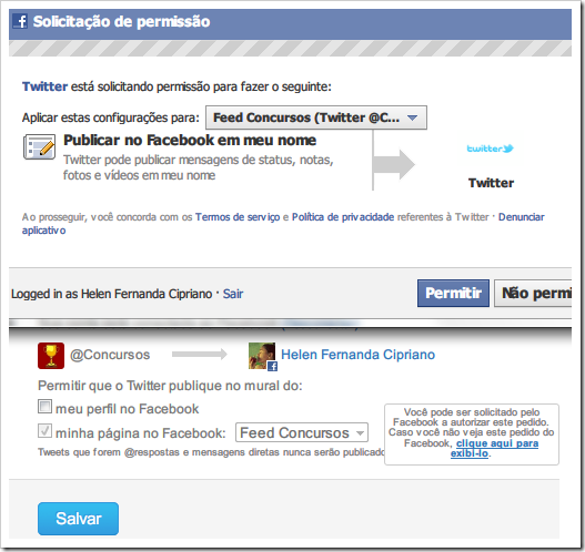 Solicitação de permissão Solicitação de permissão