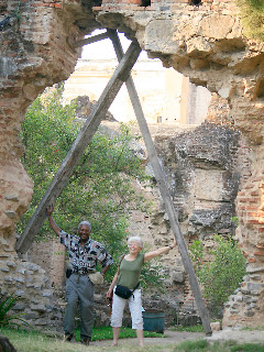 Ruins of the Churh of San Francisco, Eddie and Caroline, Antigua, Guatemala.. Photos by TOM HART