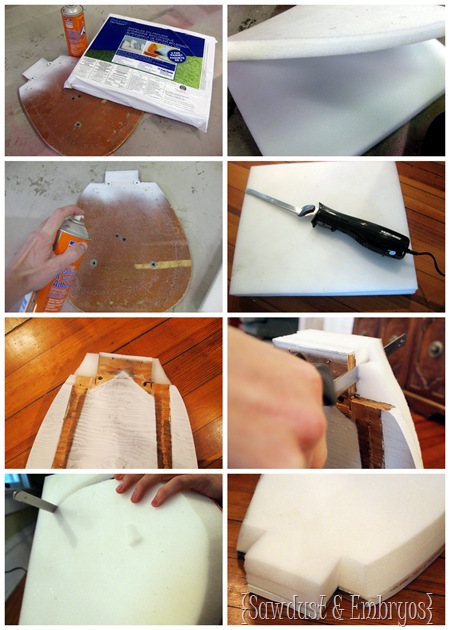Simple Upholstery Tips~ Carving Foam {Sawdust and Embryos