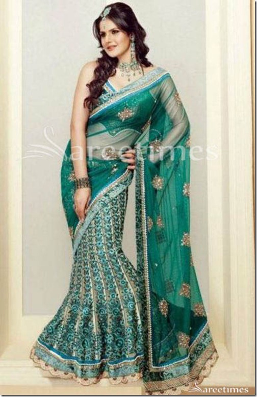 Zarine_Khan_Green_Saree Zarine_Khan_Green_Saree
