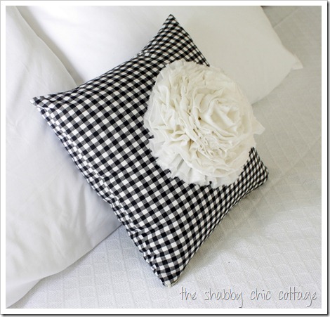 black white flower pillow
