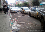 Once the upscale hangout of expats and elite Yemenis, Hadda Street is now full of trash thanks to a strike by garbage collectors and street cleaners. Sana'a, Yemen