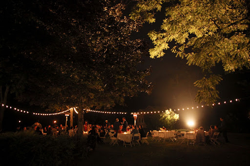 When darkness fell, strings of lights and heat lamps kept everyone cozy.