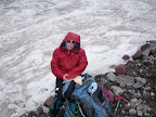 Break time again. Above and right the water has completely saturated the ice and it's like big puddles of slush.