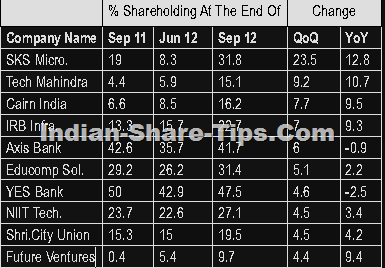 Companies where FIIS have increased exposure