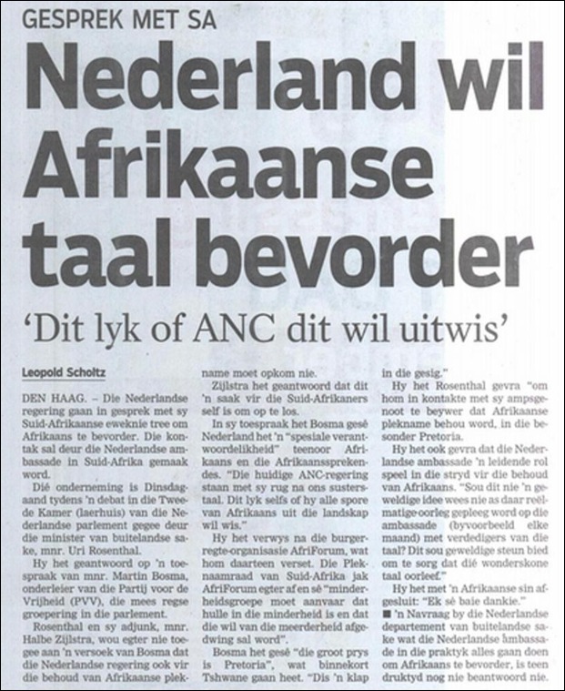 SCHOLTZ LEOPOLD AFRIFORUM NEDERLAND WIL AFRIKAANS BEVORDER DEC222011 SCHOLTZ LEOPOLD AFRIFORUM NEDERLAND WIL AFRIKAANS BEVORDER DEC222011