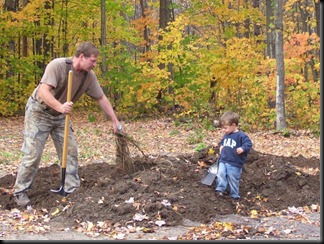 helping grandpa with the new garden