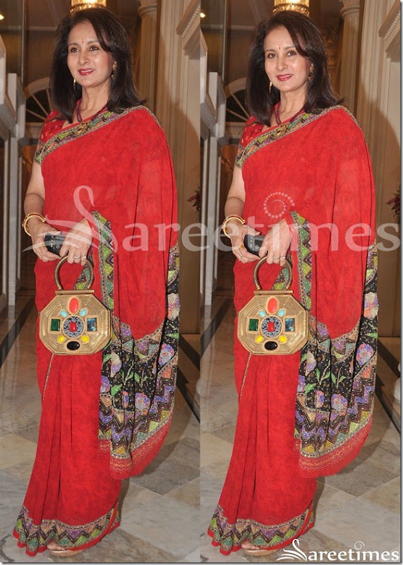Poonam_Dhillon_Red_Saree