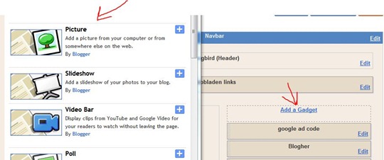 Add picture in blogger