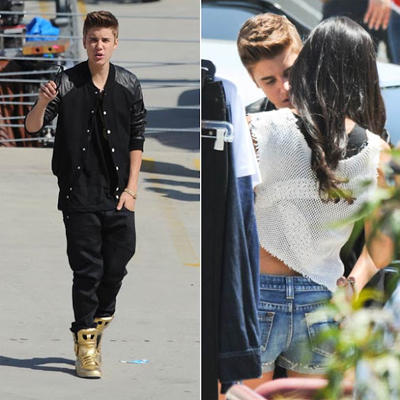 Justin Bieber clipe Boyfriend om sósia de Selena Gomez troca caricias durante gravação da música
