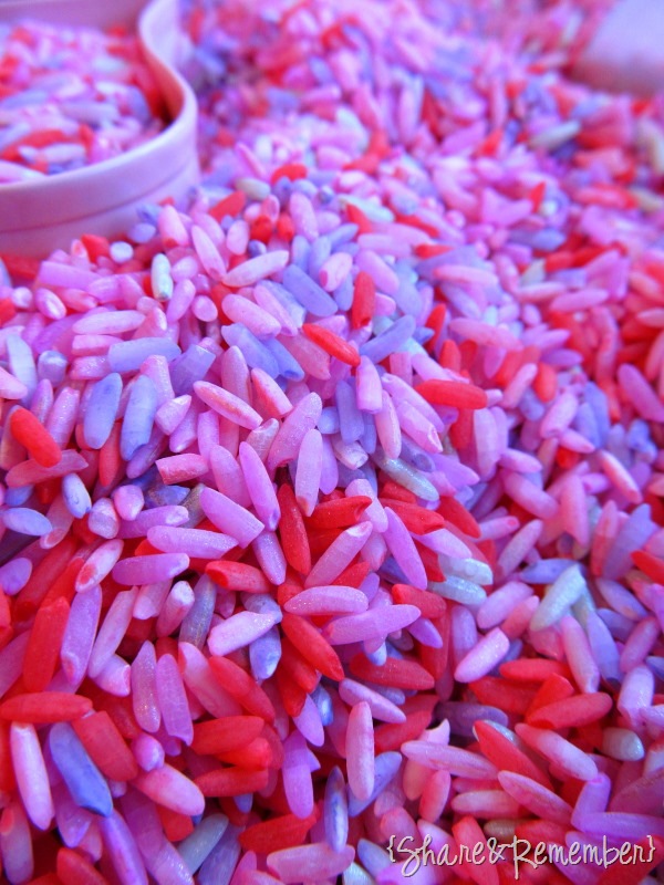 Valentine Rice Sensory Bin 