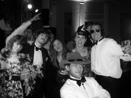 Though plans to rent a photo-booth didn't ultimately pan out, props had been purchased already and guests took advantage of them for some additional fun on the dance floor following the cake-cutting.