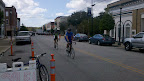 Cycle NC 2011 - cyclists finishing up at the Plymouth, NC  Finish line.