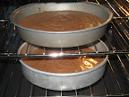 All ingredients well blended and poured into two cake pans.