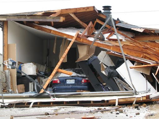 The tornado caused a roof to collapse on S. Glen Avenue.