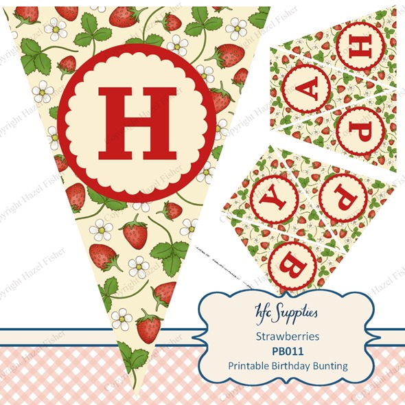 PB011 etsy 2 strawberry printable birthday bunting banner PB011 etsy 2 strawberry printable birthday bunting banner