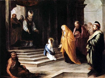 Nossa Senhora adentrando no templo aos três anos Nossa Senhora adentrando no templo aos três anos