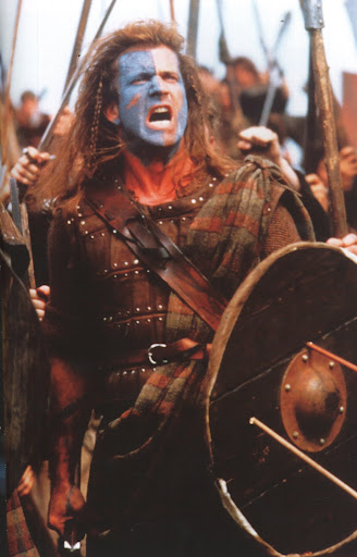 Mel Gibson, raising the battle cry in Braveheart, 1995, which he also directed.