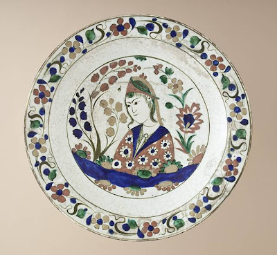 Plate Iran, Tabriz region Plate, early 17th century Ceramic; Vessel, Fritware, underglaze-painted, 2 3/4 x 13 3/4 in. (6.99 x 34.93 cm) The Nasli M. Heeramaneck Collection, gift of Joan Palevsky (M.73.5.380) Art of the Middle East: Islamic Department.