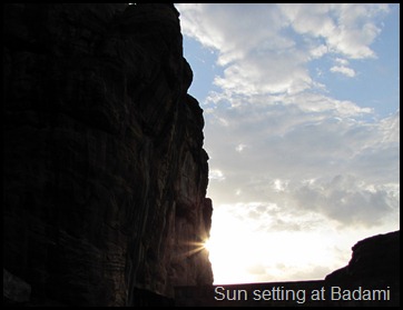 Sun setting at Badami