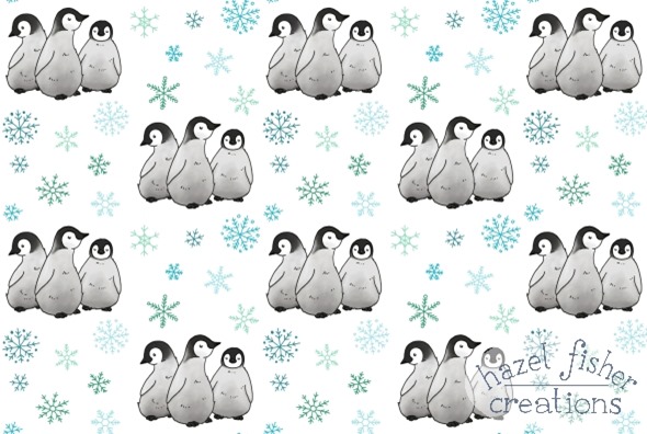 2015 Jan 27 Penguins Spoonflower fabric design Hazel Fisher Creations