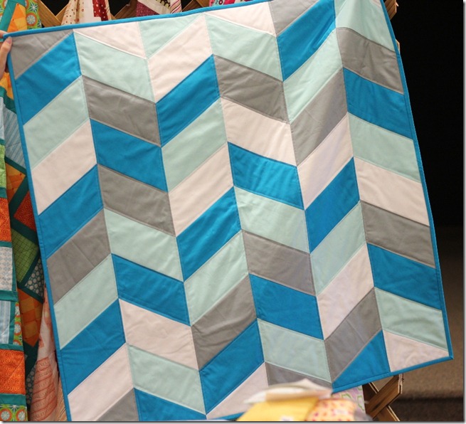 Blue and Gray Herringbone Quilt from the Crafty Cupboard