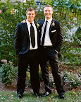 This groom and his best man sported the same black suit but chose different ties -- one skinny, one wide -- to set them apart. This groom and his best man sported the same black suit but chose different ties -- one skinny, one wide -- to set them apart.