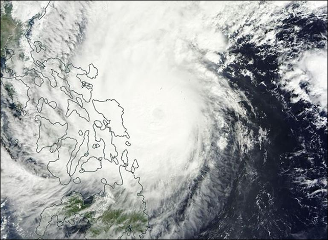 Satellite view of Typhoon Hagupit hitting the Philippines on 6 December 2014. Photo: NASA / AFP