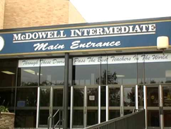 c0 The main entrance to McDowell Intermediate High School in Millcreek, PA
