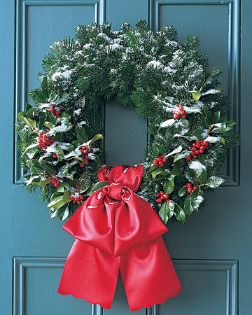 To carry on the cheerful tradition of holly-bedecked halls, add berry accents to a circle of silver fir. Because holly dries out quickly, it's best to display this wreath outside. To carry on the cheerful tradition of holly-bedecked halls, add berry accents to a circle of silver fir. Because holly dries out quickly, it's best to display this wreath outside.