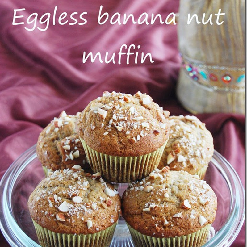 Eggless banana nut muffin