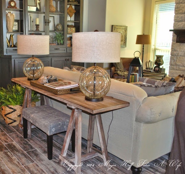 sofa console table with fish net lamps.jpg Sofa console table with fish net lamps