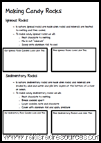 Free printable sheet to guide students through the process of making candy rocks.