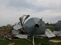 Grain bin next to a flattened animal confinement at 330th and Red Oak in Washington County Grain bin next to a flattened animal confinement at 330th and Red Oak in Washington County