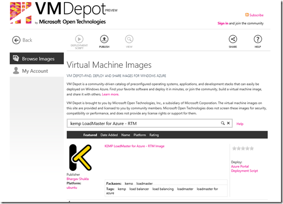 Kemp LoadMaster 4 Azure on VMDepot