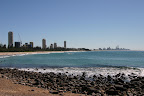 Burleigh Heads beach and Surfer's Paradise in the background