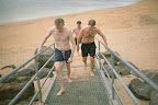 The aquatic activity is a normal weekly event for the groom and his friends. Regardless of the weather or temperature.